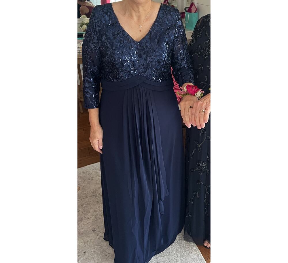 Alex Evenings Long Lace Top Empire Waist Dress. Sz 12
